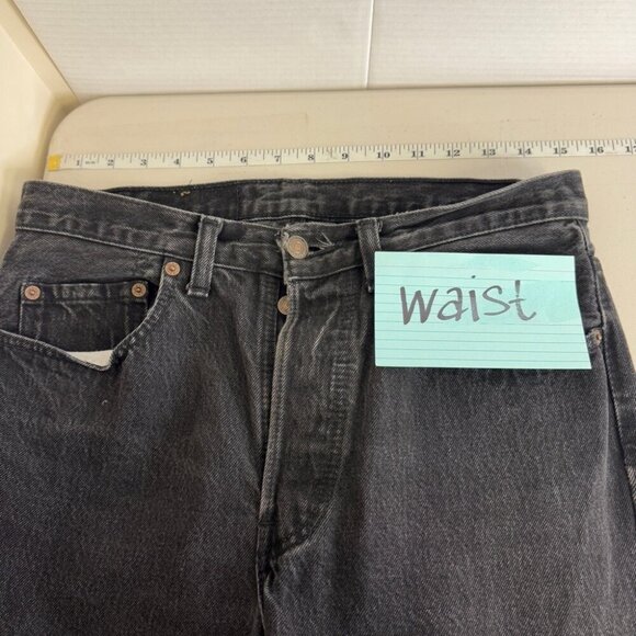 Vintage Levi’s 90s 501 Black Charcoal Denim Jeans 32/30 - Picture 10 of 15